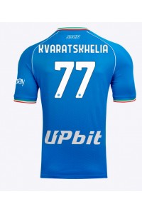 Fotbalové Dres SSC Napoli Khvicha Kvaratskhelia #77 Domácí Oblečení 2023-24 Krátký Rukáv